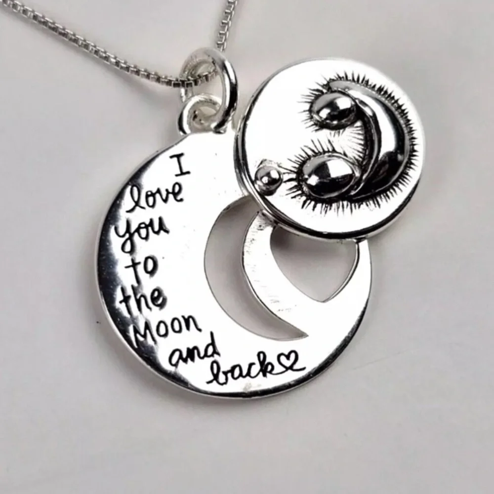LA rocks sterling silver I love you to the moon and back pendant necklace NWT